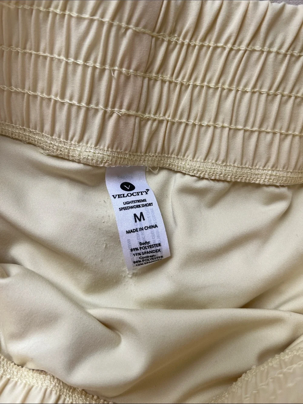 Velocity Pale Yellow Athletic Running Shorts